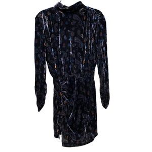 NWOT classy Velvet ZARA XS Paisley Long Sleeve Dress wit openback & Turtle NECK